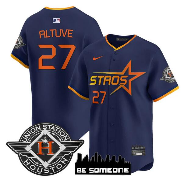 Men's Houston Astros #27 Jose Altuve Navy 2025 City Connect Limited Stitched Baseball Jersey